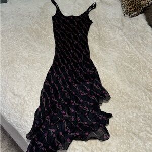 Vintage Black and Pink Asymmetrical Dress